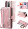 EYZUTAK Handyhülle für Samsung Galaxy A53 5G Hülle,Flip Case Lederhülle Reißverschluss Magnetverschluss Brieftasche mit 9 Kartenfächern Standfuntion Retro Matt Ledertasche-Roségold