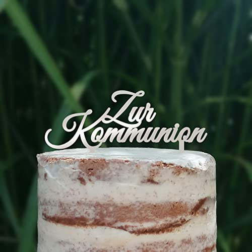 Cake Topper (Zur Kommunion) Acryl/Holz, Tortenstecker, Torte, Kuchen, Stecker, Deko, Caketopper (Silber)