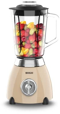Sogo Retro Vintage acero INOX y esmalte (Beige, Batidora 500W)