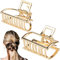 Haarklammern,2 Stück Haarspangen Damen, Gold Haarklammern Metall, Haarklammer Klein, Rutschfest Haarspange kleine, Starkem Halt Haarklammer, Haarschmuck für Frauen Damen Mädchen Dickes Haar