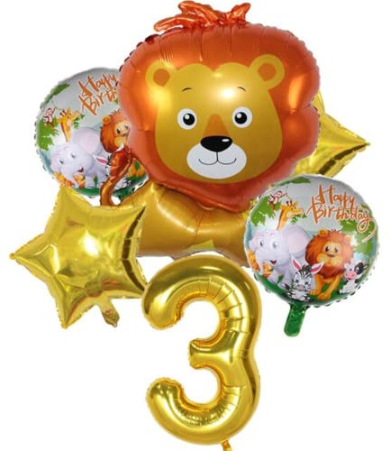 DIWULI Globos de Cumpleaños Jungla León 3 Años - Decoración