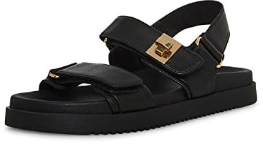 Steve Madden Damen Mona Sandale, Schwarz Leder, 38 EU