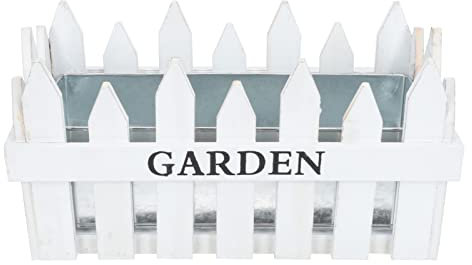 Cabilock 1 Pc Jardinière De Clôture en Bois Pot Succulent Palissade d'arbre Clôture Décorative en Gazon Panneau De Clôture De Jardin Clôture De La Cour Évider Pot De Fleur Blanche