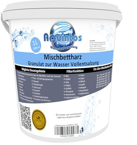 Mischbettharz Pure Resin PMB 101-3 Vollentsalzungsharz - Filtergranulat zur Wasservollentsalzung und Herstellung von VE Wasser (5 Liter)