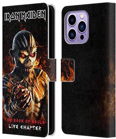 Head Case Designs Licenciado Oficialmente Iron Maiden TBOS Live Chapter Tours Carcasa de Cuero Tipo Libro Compatible con Apple iPhone 14 Pro MAX