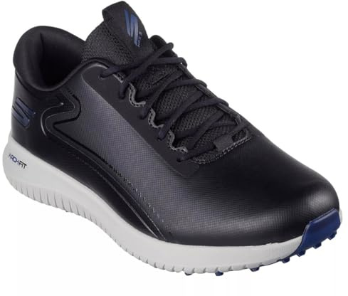 Skechers Men's Max 2 Arch Fit Waterproof Spikeless Golf Shoe Sneaker, Black/Grey, 12 UK Wide