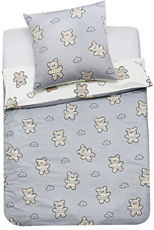 YEPINS Kinderbettwäsche 135x200 Bettwäsche 100% Baumwolle Wendebettwäsche 2teilig Kinder Bettwäsche + Kissenbezug 80x80 cm Mädchen Jungen (Bärchen 02)