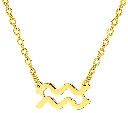 MY ZODIAC Sternzeichen Kette Wassermann in gold | elegante Halskette mit Sternzeichen-Anhänger | Einzigartiges Geschenk für Damen, Frauen, Mädchen