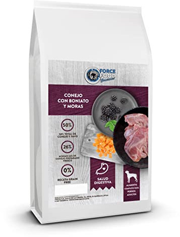 FORCEFOOD Gourmet Getreidefreies Futter für erwachsene Hunde Kaninchen mit Süßkartoffel und Brombeeren (6 kg)