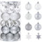 Victor's Workshop Weihnachtskugeln,35 stück 5cm Christbaumkugeln Weihnachtskugel Transparent,Weihnachtsbaumschmuck Christbaumschmuck mit Aufhänger,deko Weihnachten,Thema Silber Weiß
