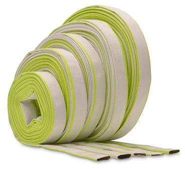 Ø 1 Zoll - 25 mm, Meterware Flachschlauch | Bauschlauch | Industrieschlauch | Synthetischer Gummi, Weiß mit Grün, 10 Bar, -20°C bis +60°