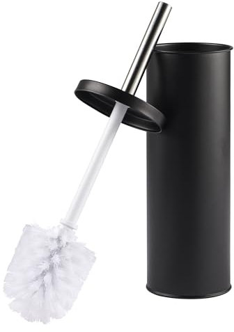 Beldray LA059451BLKFEU7 - Juego de Cepillo de Limpieza para Inodoro con cerdas rígidas, Soporte de higiene con Tapa Delgada para un fácil Almacenamiento, Negro, estándar