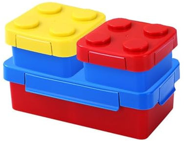 alouweekuky Lunch Box con Bloques Divertidos para Niños - Lunchbox con Compartimentos de 1150 ml, Fiambrera a Prueba de Fugas para Escuelas, Picnics y Parques (Azul-A)