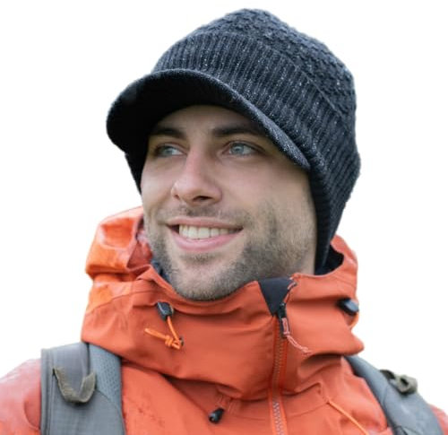 Comhats Ensemble bonnet d'hiver en laine et tour de cou de ski pour homme avec visière en laine et cache-cou en polaire – Restez au chaud et élégant, 68069_ Noir, XL-XXL