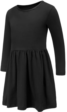 Aisyee Girls Dress Plain Kids Cotton Casual Dresses Age 2-14 Years
