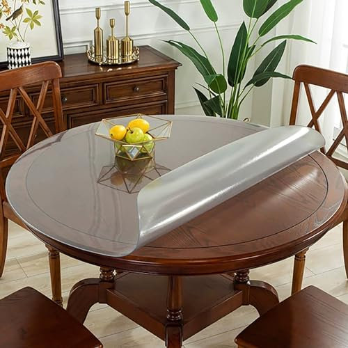 AYLFBFU Tischdeckenunterlage Rund 160cm - Tischmatte Matt Transparent 1mm - Wasserdicht ölbeständig Verschleißbeständig Durchsichtige Folie für Holztische, Glastische, Marmortische, Mattiert 1mm