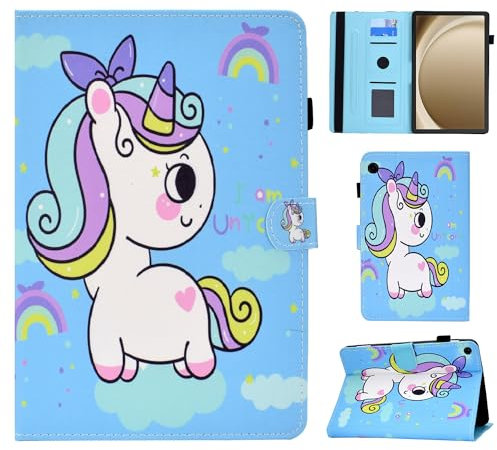 LSPCASA Carcasa para Samsung Galaxy Tab A9 Plus/Tab A9+ SM-X210/X215/X216B Funda Galaxy Tab A9 Plus con Ranuras para Tarjetas Funda Tablet Samsung Tab A9 Plus Unicornio