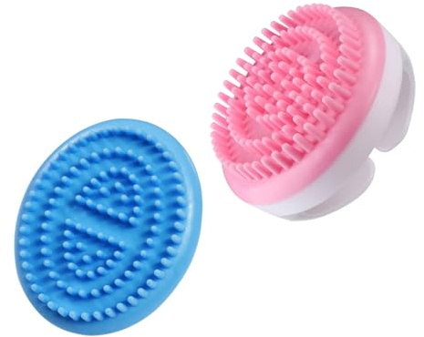 Pack Körpermassagebürste aus Kunststoff für Bad und Shampoo | 2 Stück, Rosa und Blau, mit Griff, für Reinigung und Peeling zu Hause
