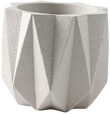OFFSCH 1pezzi Cemento Fioriera Decorativa Stile Moderno Vaso Da Fiori Creativo Per Interni Design Semplice e Artistico Drenaggio Per Verticali e Decorazioni Interni Bianco