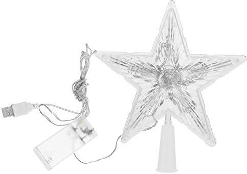 Warmhm 2 STK Weihnachtsbaumspitze Stern Schreibtischdekoration Christbaumschmuck Batterie Geführt Beleuchtete Christbaumspitzen Led-dekor Berühmtheit Requisiten Weiß Plastik 3D