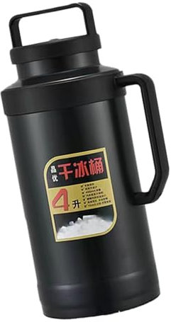 F Fityle Seau à Glace sèche Bouteille d'eau Thermique Facile à Transporter 6L/4L Seau de Stockage de Glace sèche récipient de Stockage de Glace pour Buffets de, Noir 4L