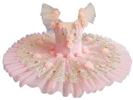 BEDEUU Vestido De Ballet Profesional del Lago De Los Cisnes, Traje De Fiesta De Baile con Tutú De Bailarina Clásica Verde, Rosa Y Morado,Rosado,160