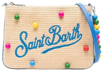 Saint Barth MC2 MC2 BORSETTA PARISIENNE IN PAGLIA CON DECORAZIONE PALLINE COLORATE IN LEGNO - UNI