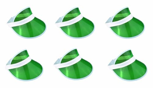 Pack of 6 Neon Sun Visors Pub Golf Plastic Visor Golf Tennis Poker Fancy Dress Accessories Costume Accessories Festivals Retro Raves 80s 90s Fancy Dress