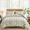 DJY Floral Duvet Cover King Green Bedding Set, Reversible Lightweight Leaves Bedding Sets 3PCS with Zipper Closure (King, 220x230cm)