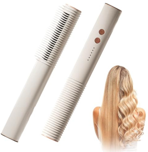 Euakee 2 en 1 Cepillo Alisador y Rizador de Pelo, Plancha de Pelo Profesional de Iones, Tecnología de Calentamiento Cerámico PTC, 5 Temperaturas, 140°C-200°C, Anti-quemaduras, Apagado Automático