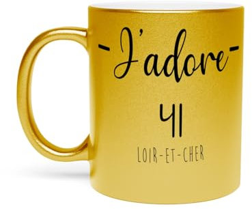 Fabulous Tasse aus verchromter Keramik – J'Adore 41 Loir Et Cher Blois Departement France Region – 325 ml