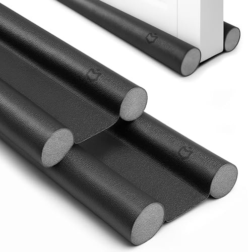 BIORYC ® Boudin de Porte en Mousse EVA Compatible avec Portes Blindées (5,5 cm de Large) | Bas de Porte Isolant Thermique Contre Froid et Chaleur et Isolant Acoustique (2, Noir)