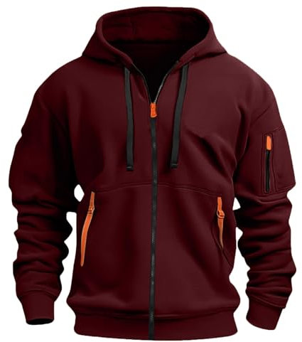 Sweatjacke Herren Jacke College Oversize Hoodie Übergangsjacke Ugly Christmas Sweater Zipper Weihnachtspulli Herren(#C Red,M)