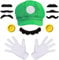 iZoeL Mario und Lui gi Kostüm Accessories Mütze Hut Handschuhe Bart gelbe Knöpfe Faschingkostüme für Fasching Karneval Halloween Cosplay Mottoparty Kostüm für Kinder Damen Herren