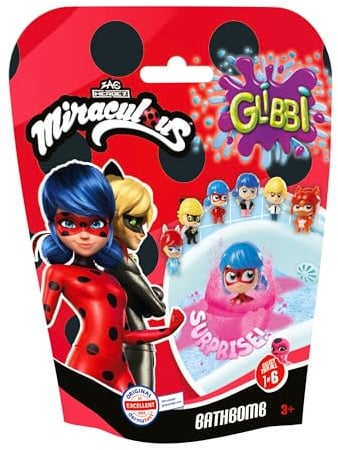 Simba Glibbi Miraculous Surprise, Badebombe in 1 von 4 Farben, Ladybug, mit Überraschungsfigur, 100g, ab 3 Jahren