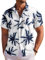 COOFANDY Chemise Hawaienne à Manches Courtes pour Homme Hawaii Holiday Shirts Chemise d'été Chemises Décontractées de Plage Blanc/Feuille de Palmier XL