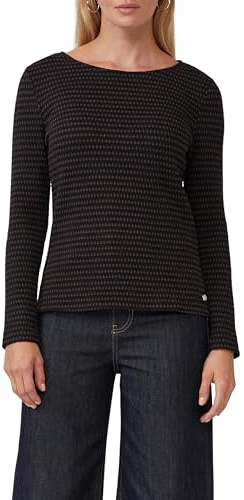s.Oliver Damen Bicolor-Shirt mit Strukturmuster Bicolor Langarmshirt