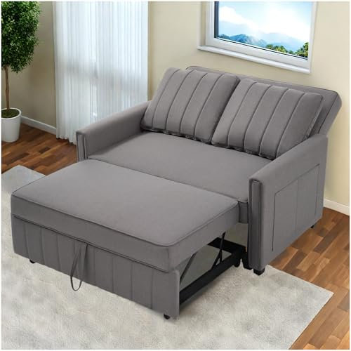 Zubaliya Canapé Convertible avec Fonction Couchage,canapé 2 Places avec Dossier réglable,canapé lit pour Les Petits espaces (Gris)