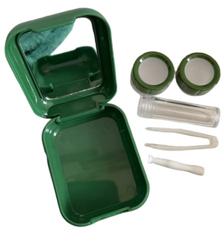 Gatuida Travel Case Set Mirror and Contact Removal Tool Small Matte Frosted Lens Storage Box 63x51x25mm Portable Contact-Lens Holder
