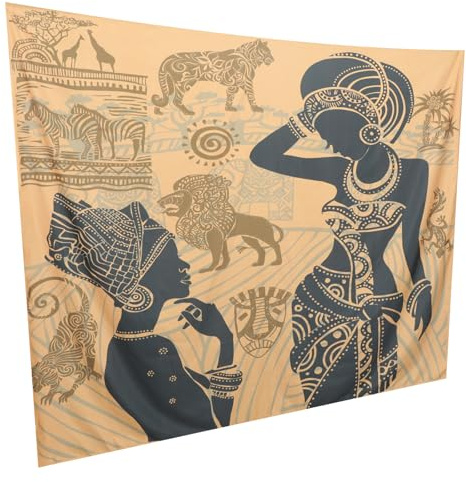 JOINPAYA Wandteppich zum Aufhängen aus Polyester mit Afrikanischem Frauenmuster Design Dekorativer Wandbehang für Harmonische Wohnraumdekoration