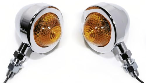 WTMT Blinker Set Bullet Pike Chrom Metall ECE - Für Harley Chopper Oldtimer Cruiser Universal Motorrad