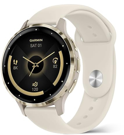 PinnWaa 18mm Armband für Garmin Venu 4/3S 41mm/Forerunner 265S/255S, Beige | Weiches Silikon, für Garmin Forerunner 255S Music/Vivoactive 4S/Vivomove 3S/Active S/Venu 2S/Move 3S, Ersatzband, Flexibel