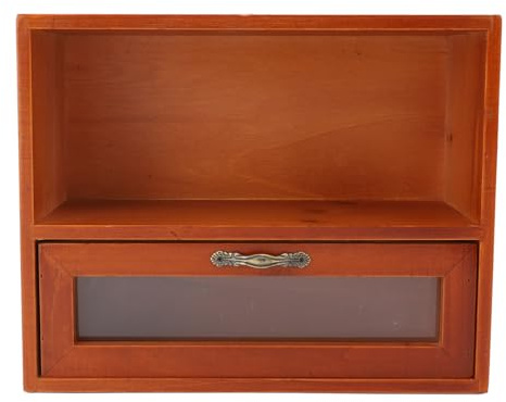 BSLSVGE Organizador de Mesa Vintage, Vitrina de Escritorio de Maciza, Caja de Almacenamiento con cajón Transparente para Cocina, Sala de Estar y Dormitorio