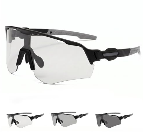 Fahrradbrille Selbsttönend, Fahrradbrille Herren Damen, Rennrad Brille | Polarisiert Sportbrille mit UV400 Schutz, MTB Laufbrille Damen, Sonnenbrille Fahrrad, für Fahrrad, Ebike, Laufen, Wandern