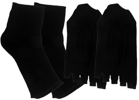 HOMOCONO UV Schutzsocken für Gel Pediküre 2er Pack Schwarz, Fußabdeckung aus Baumwollstoff mit Flachem Munddesign für Nagelkunst und Spa Anwendungen