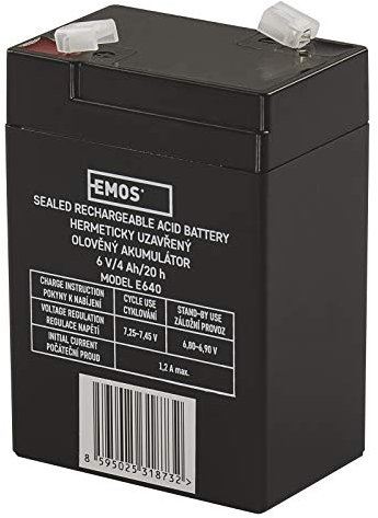 EMOS - Batteria al piombo senza manutenzione - 6 V 4 Ah - Batteria AGM - Attacco Faston 4,7 mm - Per illuminazione di emergenza - 70 x 47 x 101 mm