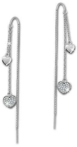 SilberDream weiß Herzen Ohrringe Zirkonia 925 Silber Damen Ohrhänger GSO439W Silber Ohrhänger