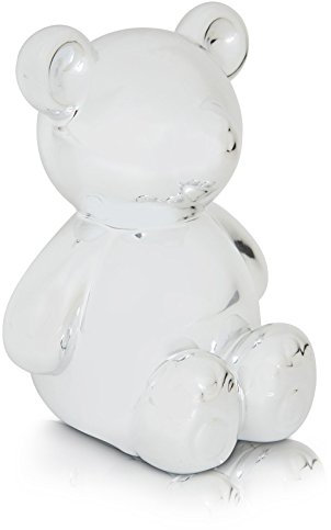 CHICCIE Silber Bär Spardose - 14cm Edel Hochzeit Sparschwein Keramik