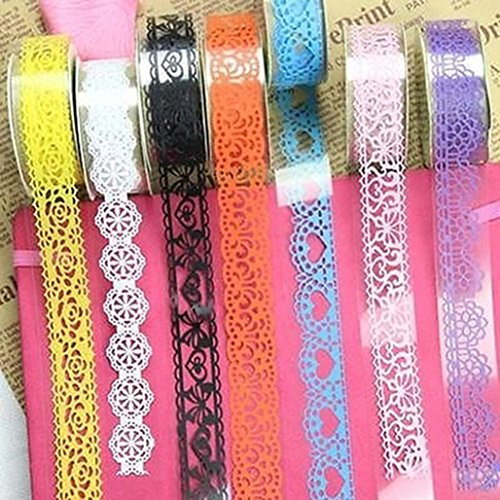5 Rollen Spitzenmuster Glitzer Bling Selbstklebendes Klebeband Abdeckband DIY Scrapbooking Dekorieren Aufkleber Handwerk Scrapbook Dekoratives Klebeband