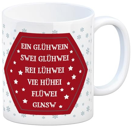 trendaffe Kaffeebecher mit Glühwein Motiv - Ein Glühwein, swei Glühwei, Rei Lühwei, Vie Hühei...